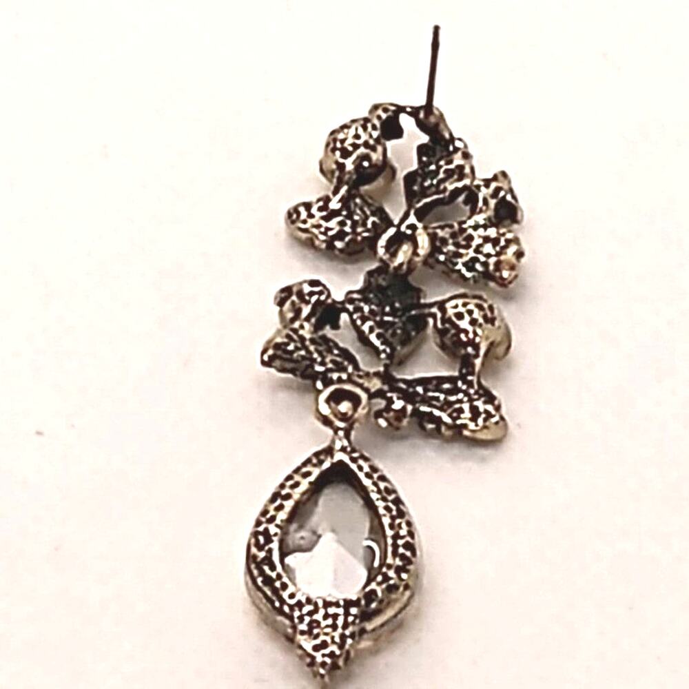Topaz Color Statement Post Rhinestone Earrings Teardrops - Picture 2 of 3